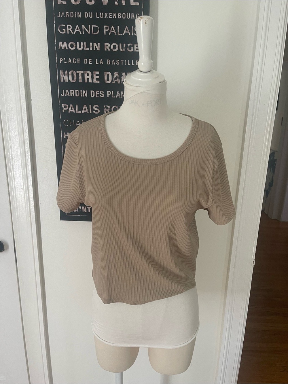 OAK+FORT Ribbed Scoop Neck Cropped Tee